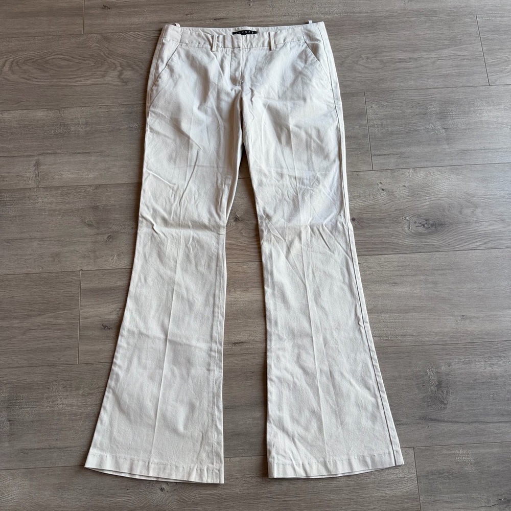 Theory cream/khaki color flared pants - size 6